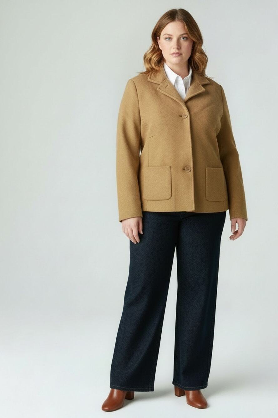 Talbots Sz 14 WP Camel Color Single Breasted Short Jacket Brushed Wool Classic